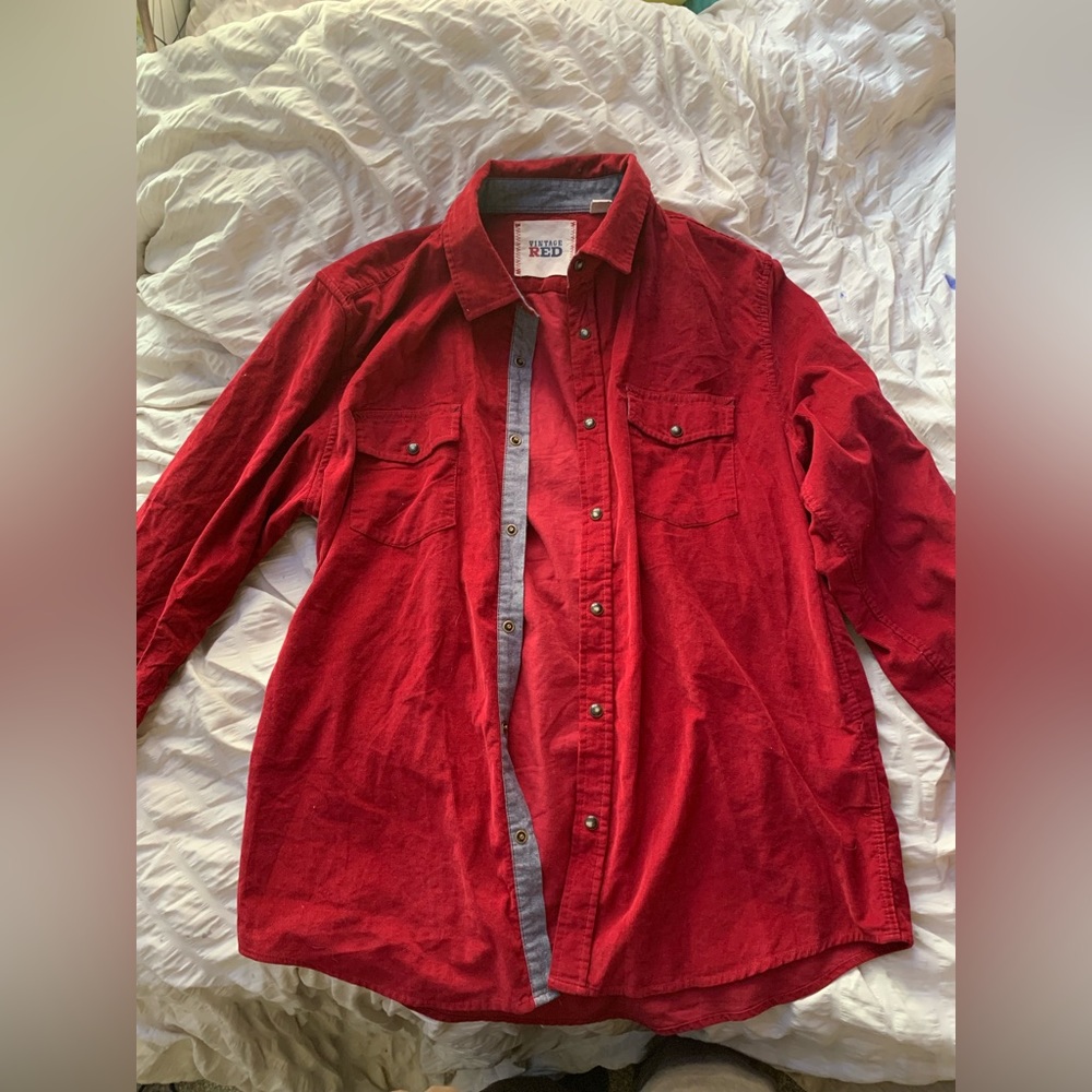 vintage red button up